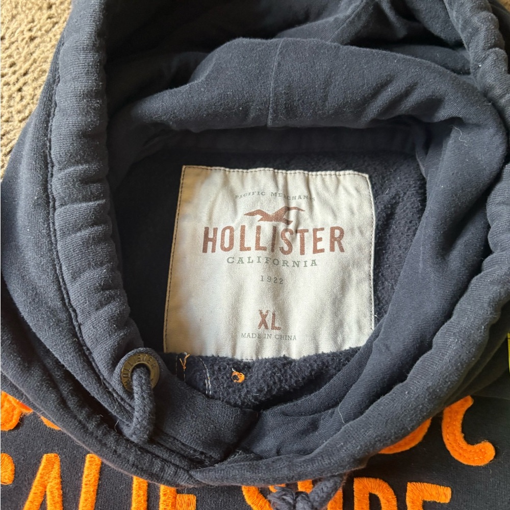 Hollister Navy and Orange Sweater